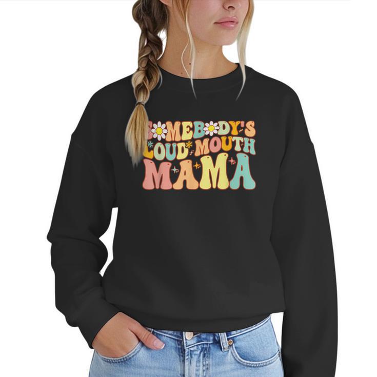 Groovy Somebody's Loud Mouth Mama Baseball Mom Mother's Day Women Crewneck Sweatshirt