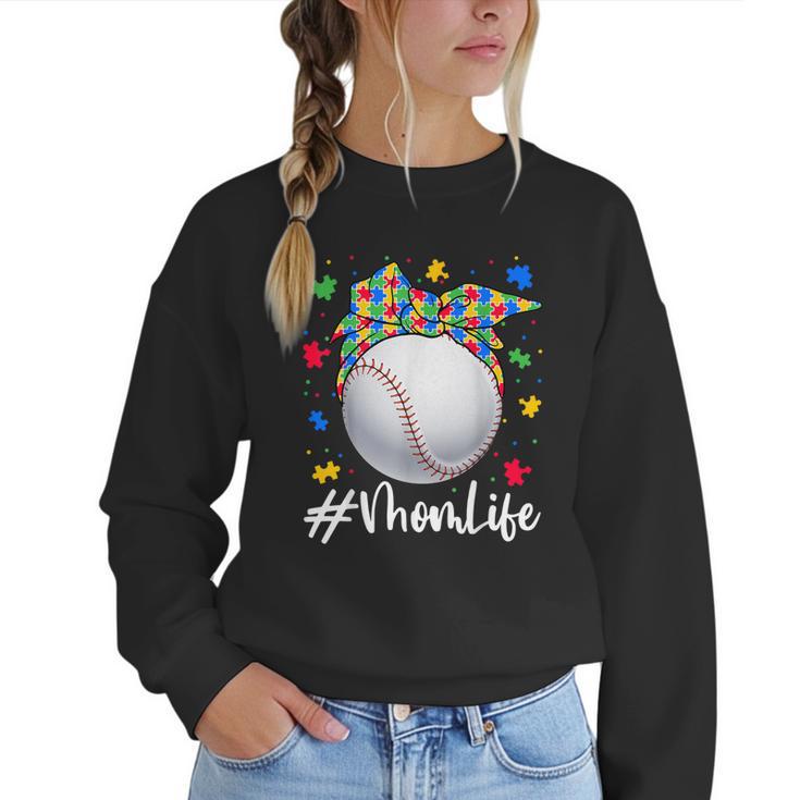 Messy Ball Puzzle Baseball Mom Life Autism Awareness Month Women Crewneck Sweatshirt Messy Ball Puzzle Baseball Mom Life Autism Awareness Month Women Crewneck Sweatshirt