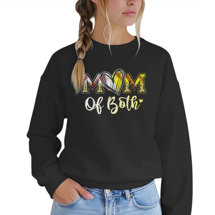 Mom Of Both Softball Baseball Mom Women Crewneck Sweatshirt