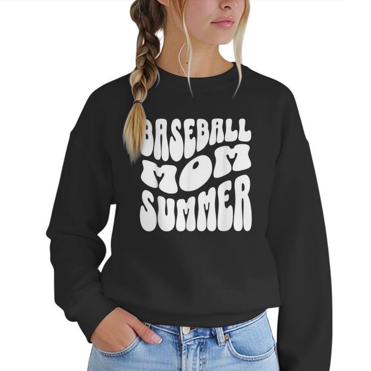 Retro Baseball Mom Summer Groovy Appreciation Women Crewneck Sweatshirt