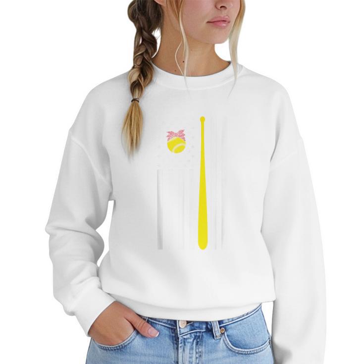 American Flag Baseball Mom Team Women Crewneck Sweatshirt