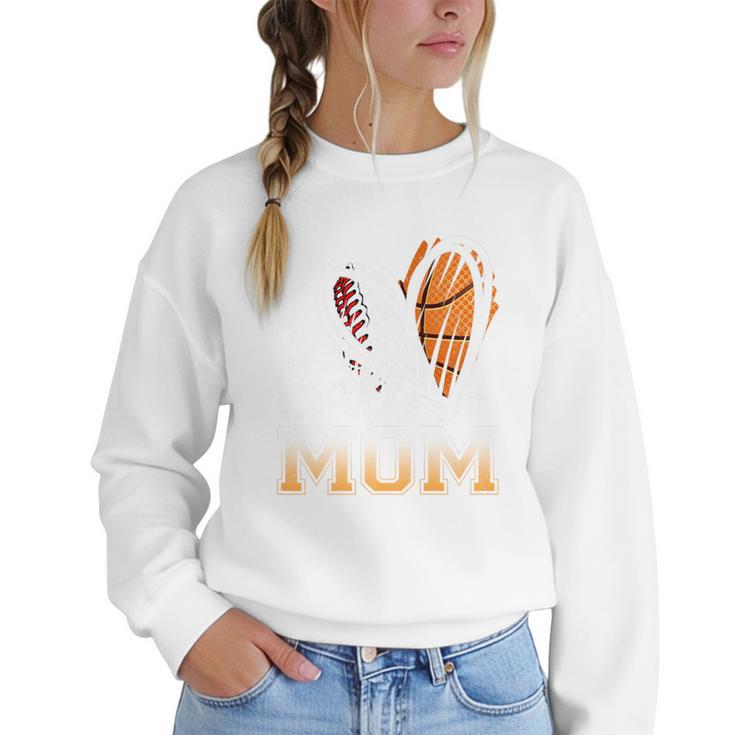 Ball Mom Heart Basketball Baseball Mom Premium Women Crewneck Sweatshirt