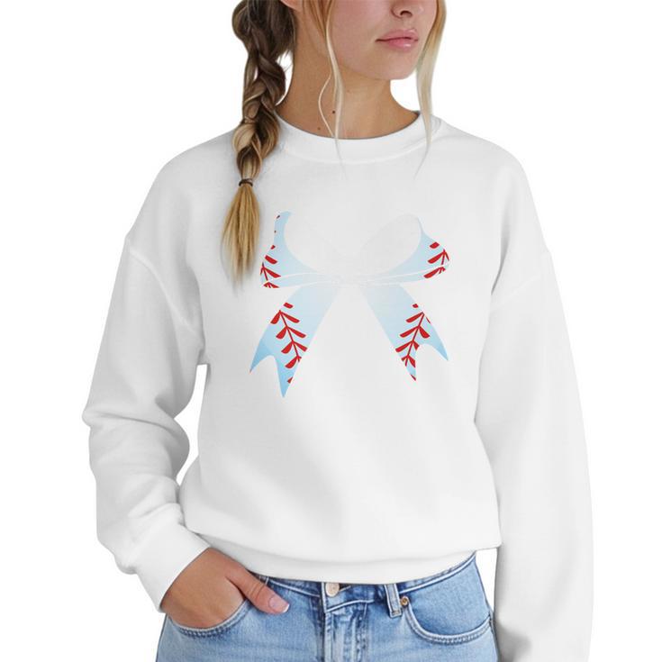 Baseball Bow Baseball Mom Women Baseball Mama Premium Women Crewneck Sweatshirt
