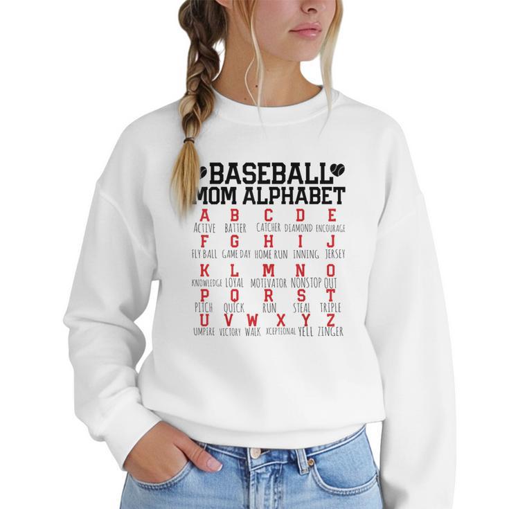 Baseball Mom Alphabet Women Crewneck Sweatshirt