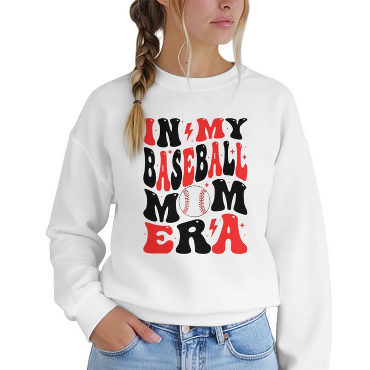 In My Baseball Mom Era Groovy Mom Women Crewneck Sweatshirt
