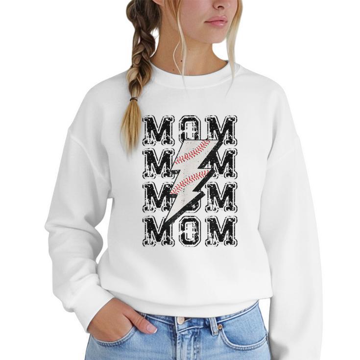 Baseball MOM Lightning Bolt Tshirt Retro Women Crewneck Sweatshirt