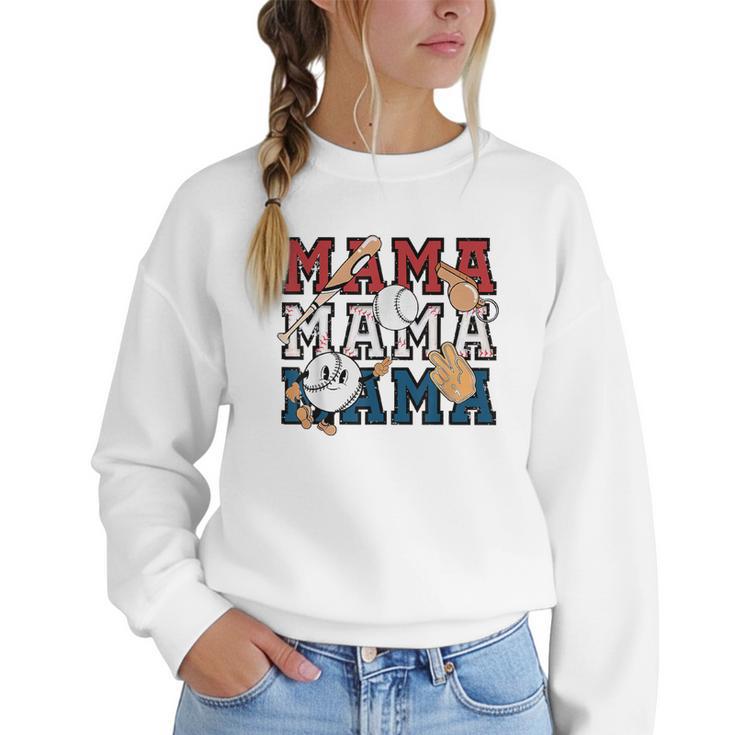 Baseball Mom Baseball Mama Game Day School Sport Women Crewneck Sweatshirt