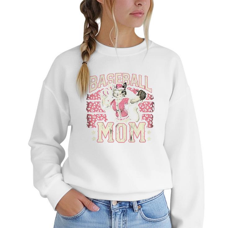 Baseball Mom Mama Mother's Cat In My Baseball Mom Era Women Crewneck Sweatshirt