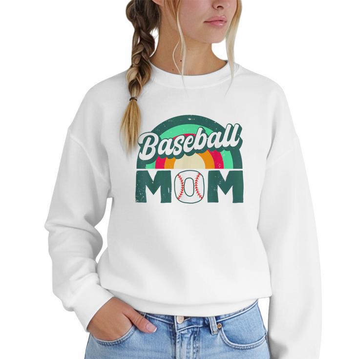 Baseball Mom Rainbow Game Day Women Crewneck Sweatshirt