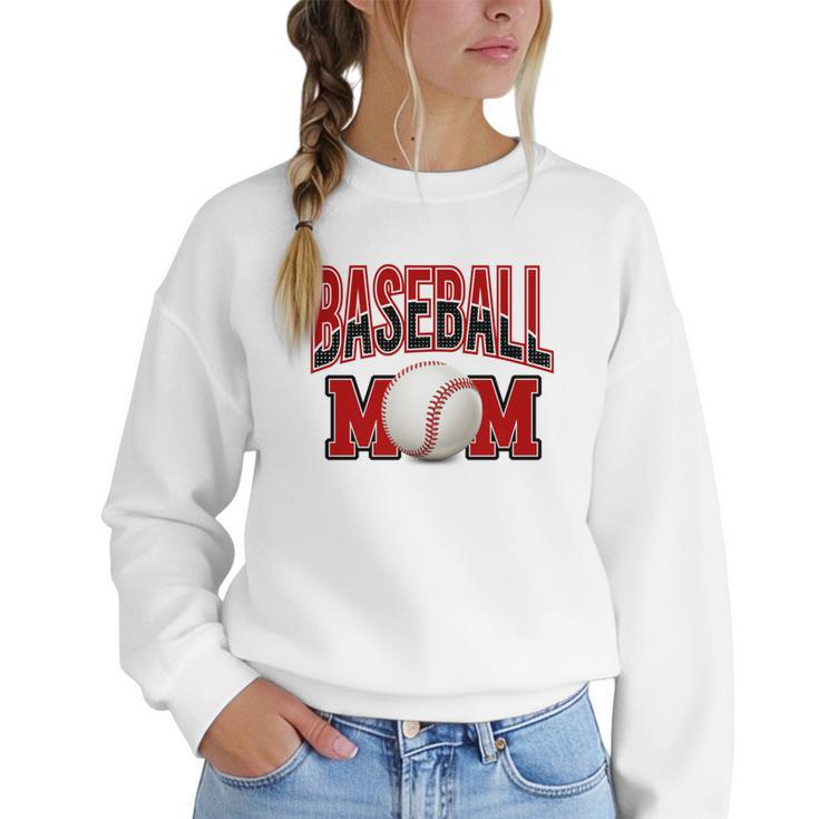 Baseball Mom Sports Red Women Crewneck Sweatshirt