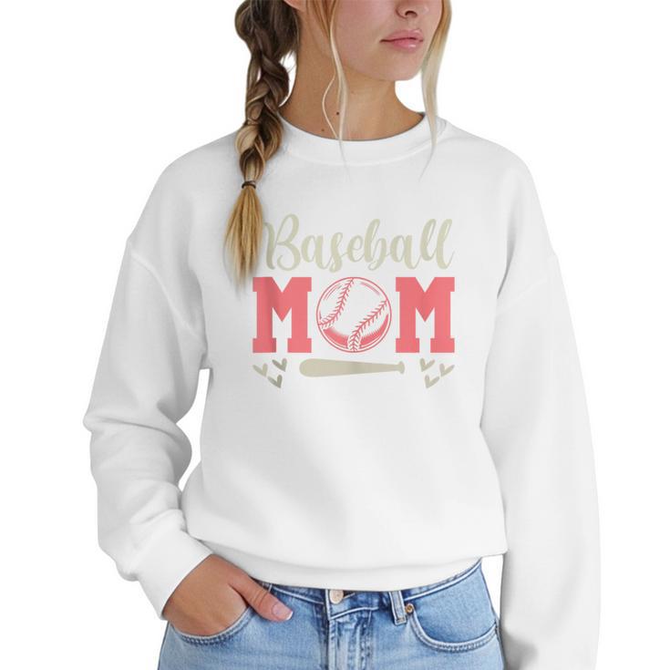 Baseball Mom And Sweet For Moms With Baseball Kids Women Crewneck Sweatshirt