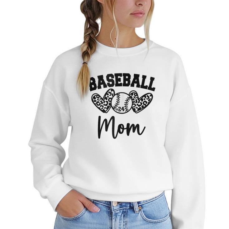 Custom Baseball Mom Number 24 Heart For Mom Women Crewneck Sweatshirt