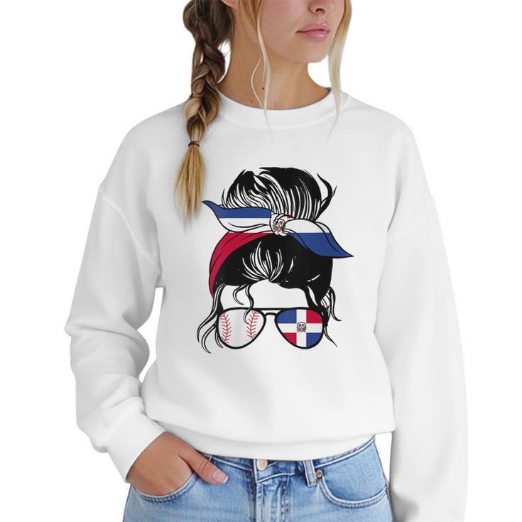 Dominican Baseball Mom Dominican Baseball Girl Women Crewneck Sweatshirt