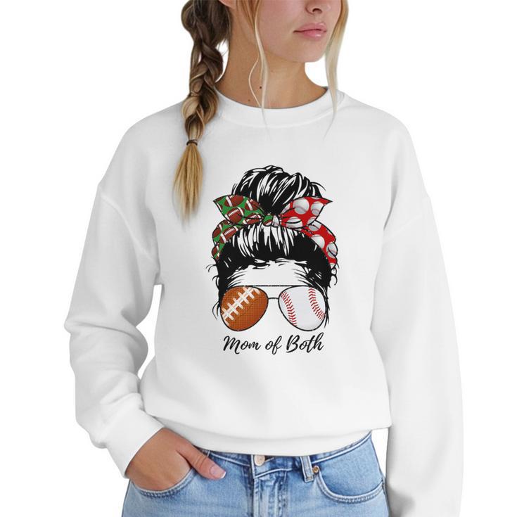Football Mom Baseball Mom Of Both Messy Bun Mother's Day Premium Tri-Blend Women Crewneck Sweatshirt Football Mom Baseball Mom Of Both Messy Bun Mother's Day Premium Tri-Blend Women Crewneck Sweatshirt