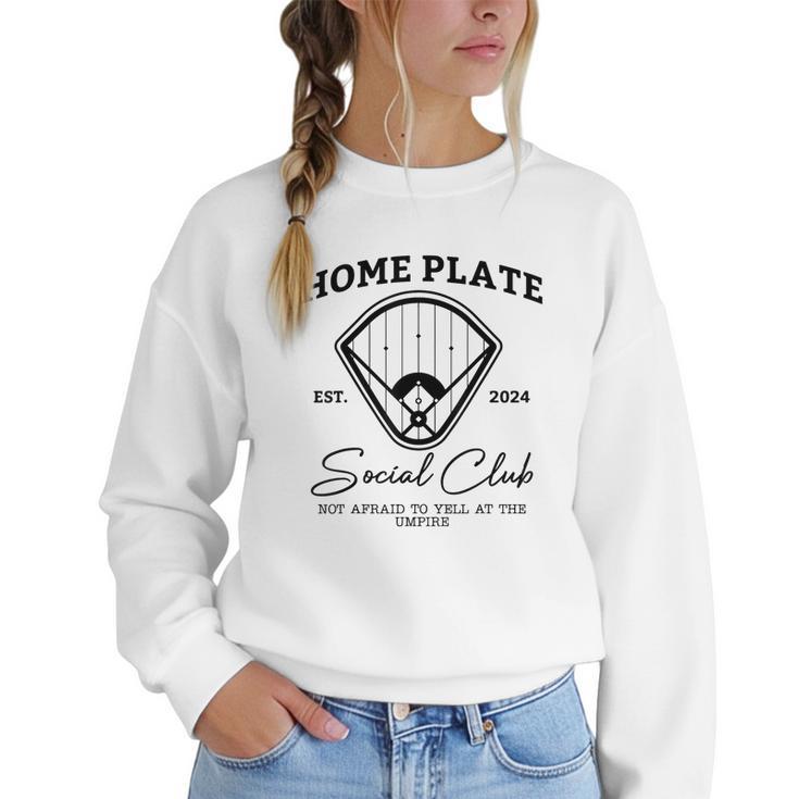 Home Plate Social Club Baseball Mom Women Crewneck Sweatshirt