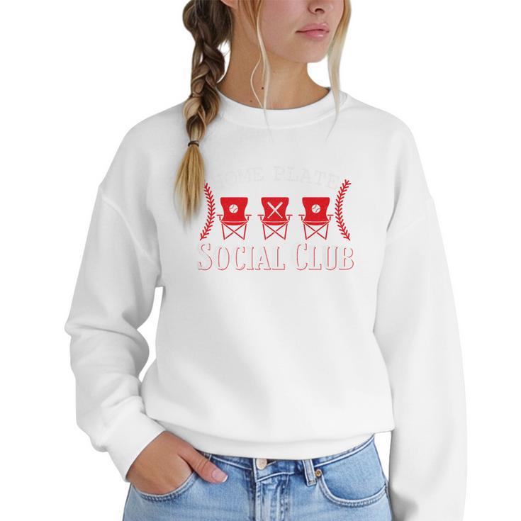 Home Plate Social Club Softball Season Baseball Mom Premium Women Crewneck Sweatshirt