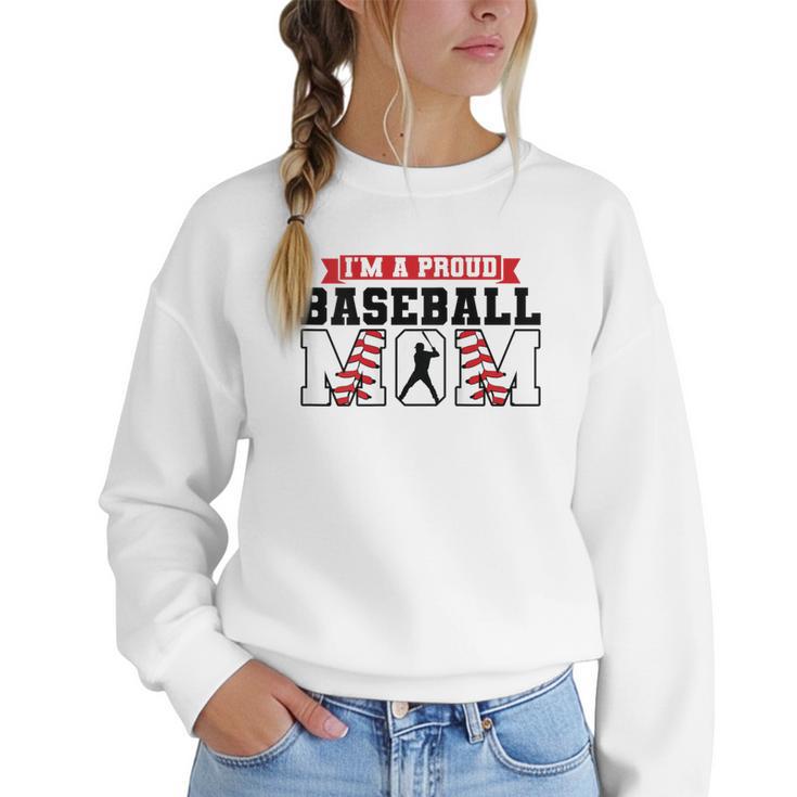 I'm a Proud Baseball Mom Baseball Women Crewneck Sweatshirt