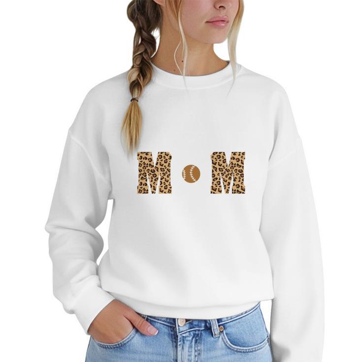 Loud And Proud Baseball Mom Leopard Mama Loves Women Crewneck Sweatshirt