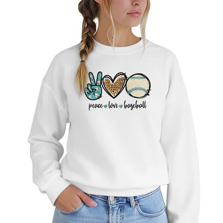 Peace Love Baseball Lover Motif For Women Pink Baseball Mom Women Crewneck Sweatshirt