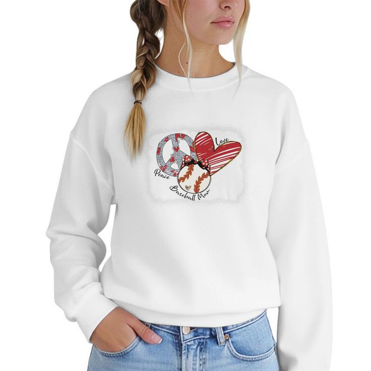 Peace Love Baseball Mom Mommy  Premium Women Crewneck Sweatshirt