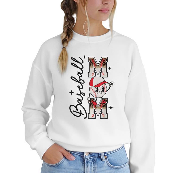 Retro Baseball Mom Mama Baseball Life Softball Life Game Day Women Crewneck Sweatshirt