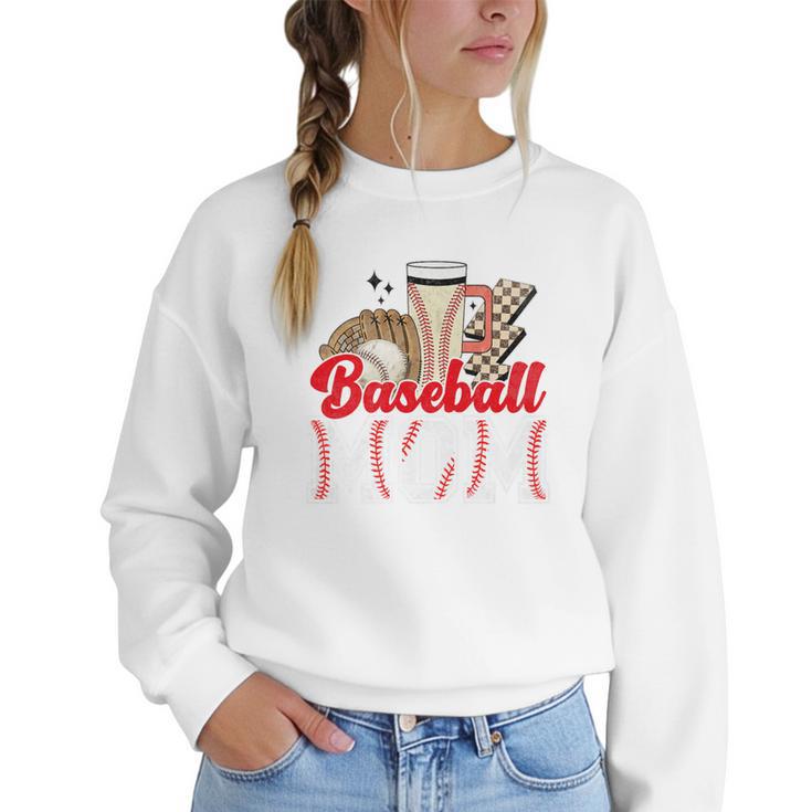 Retro Coffee Baseball Mama Mother's Day Baseball Mom Premium Women Crewneck Sweatshirt