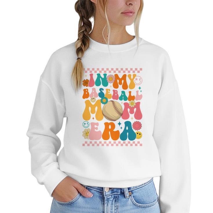 Retro Groovy In My Baseball Mom Era Happy Women Premium Women Crewneck Sweatshirt