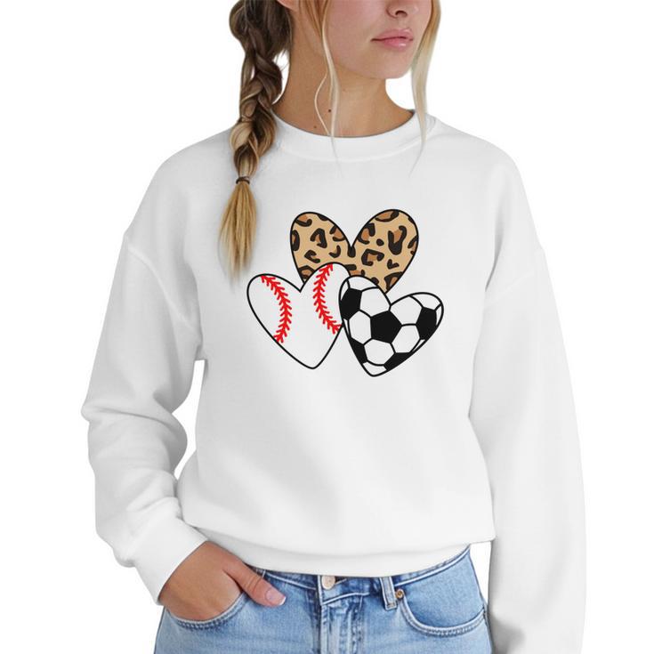 Soccer Baseball Heart Soccer Baseball Mom Women Crewneck Sweatshirt