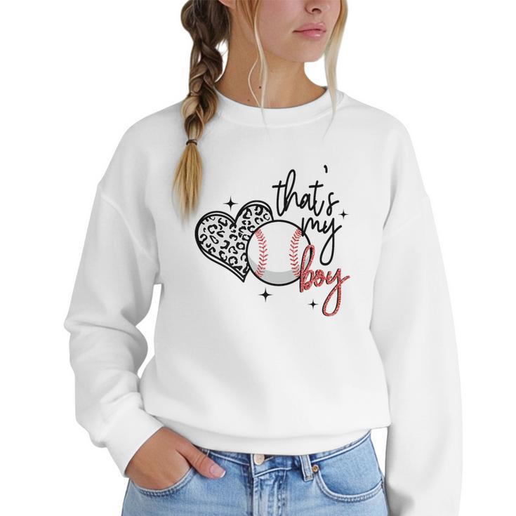 That's My Boy Leopard Heart Baseball Mom Premium Women Crewneck Sweatshirt