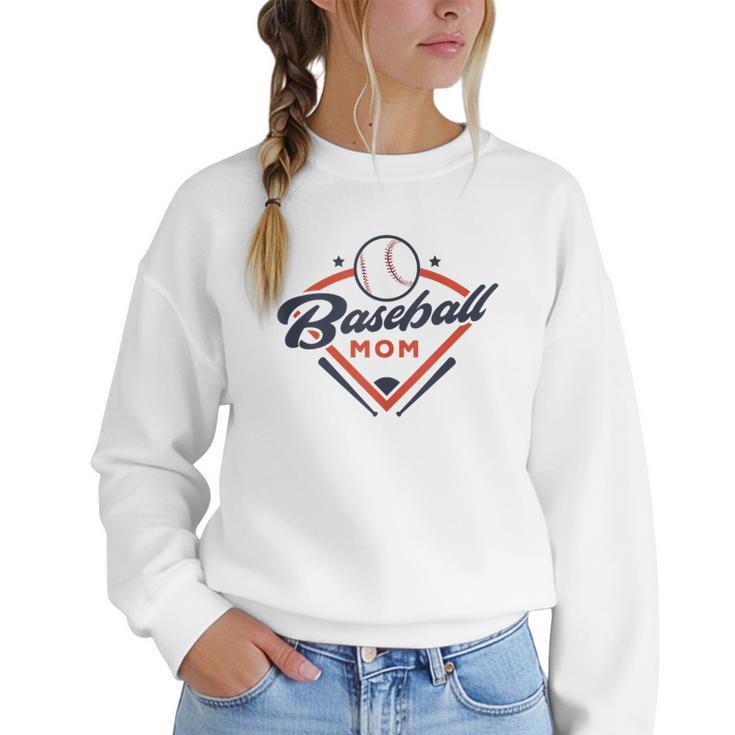 Vintage Baseball Mom Ballpark Momma Baseball Lover Women Crewneck Sweatshirt