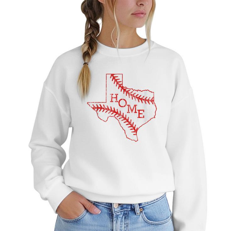 Vintage Texas State Map Home Baseball Lover Baseball Mom Women Crewneck Sweatshirt