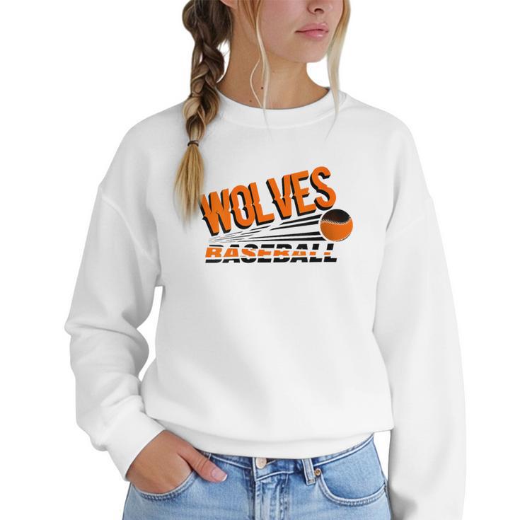 Wolves Baseball Team Baseball Mom Wolf Sports School Spirit Women Crewneck Sweatshirt