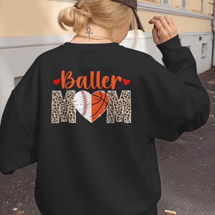 Baller Mom Leopard Basketball Baseball Mom Women's Sweatshirt Back Print