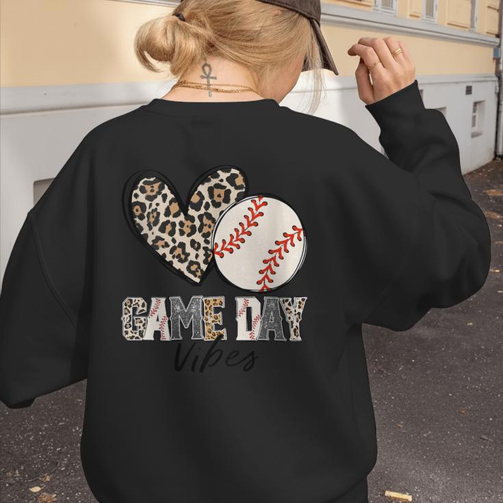 Baseball Game Day Vibes Baseball Mom Mama Leopard Cute Women's Sweatshirt Back Print