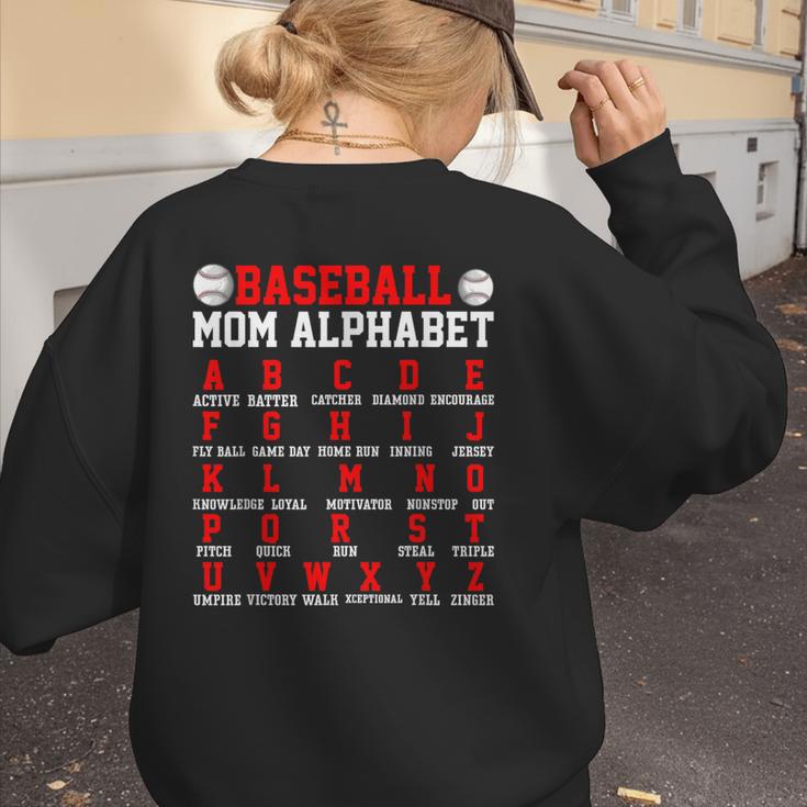 Baseball Mom Alphabet Parent Mama Player Game Sport Fan Women's Sweatshirt Back Print