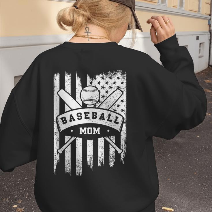 Baseball MOM Cool USA American Flag Family Reunion Women's Sweatshirt Back Print