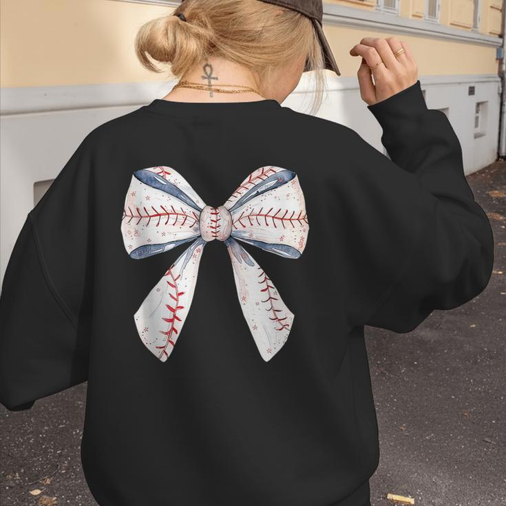 Baseball Mom Coquette Bow Baseball Mama Women's Sweatshirt Back Print Baseball Mom Coquette Bow Baseball Mama Women's Sweatshirt Back Print