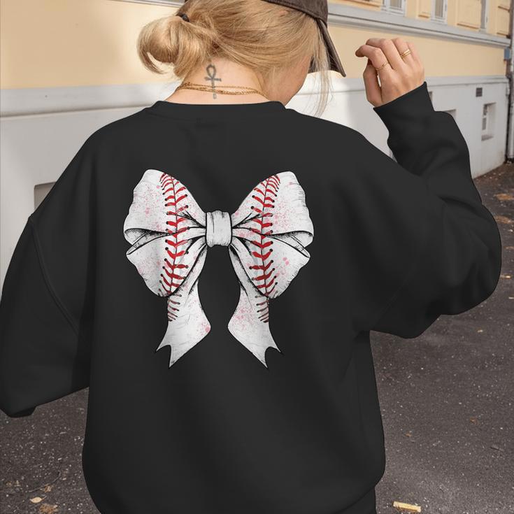 Baseball Mom Coquette Bow Mother's Day Baseball Mom Tees Women's Sweatshirt Back Print