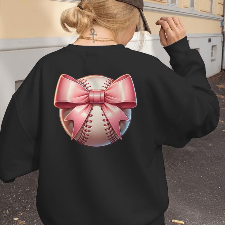 Baseball Mom Coquette Pink Bow Baseball Mom Women's Sweatshirt Back Print Baseball Mom Coquette Pink Bow Baseball Mom Women's Sweatshirt Back Print