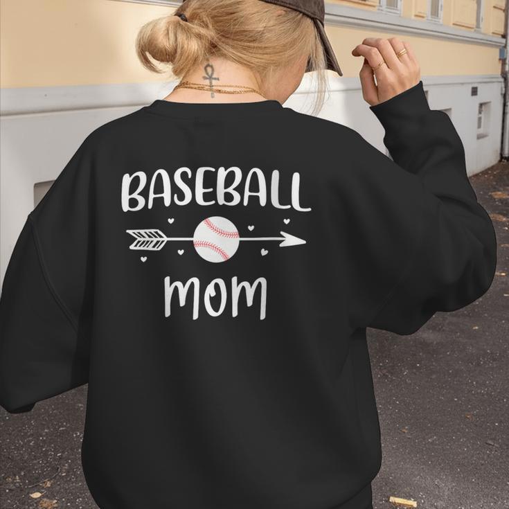 Baseball Mom Cute Grandson Player Arrow Heart Family Women's Sweatshirt Back Print