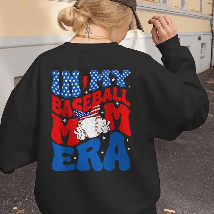 In My Baseball Mom Era Groovy Baseball Mother's Day US Flag Women's Sweatshirt Back Print