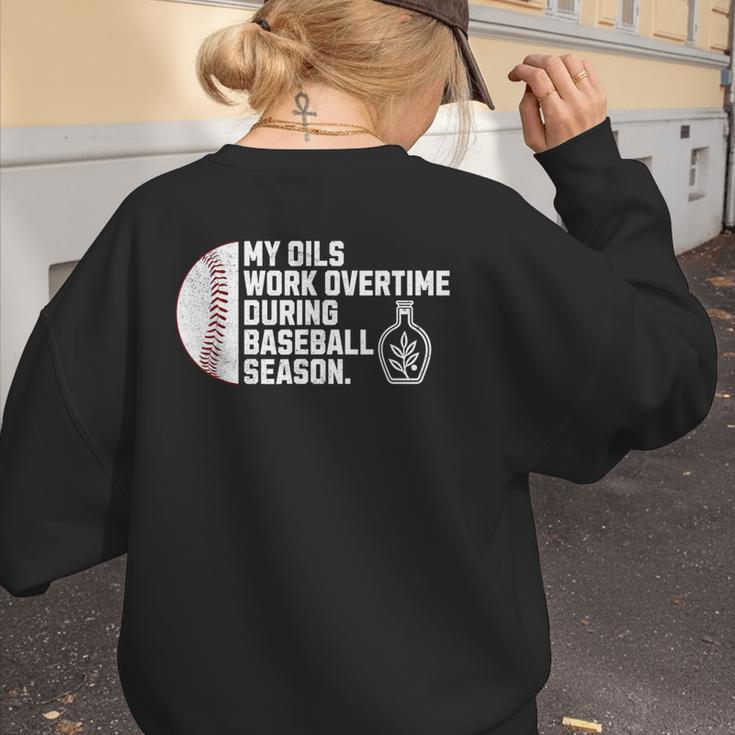 Baseball Mom Essential Oils Meme For Oily Oils Mom Women's Sweatshirt Back Print Baseball Mom Essential Oils Meme For Oily Oils Mom Women's Sweatshirt Back Print