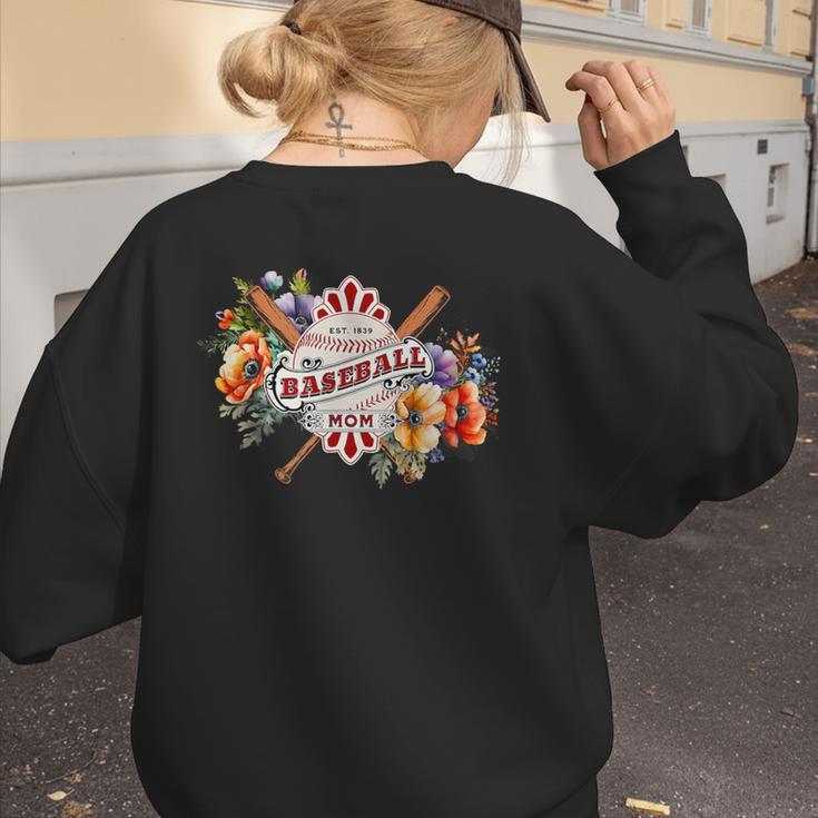 Baseball Mom With Garden Flowers Women's Sweatshirt Back Print Baseball Mom With Garden Flowers Women's Sweatshirt Back Print
