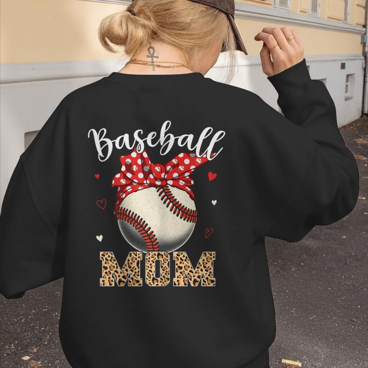 Baseball Mom Headband Leopard Baseball Ball Mother's Day Women's Sweatshirt Back Print