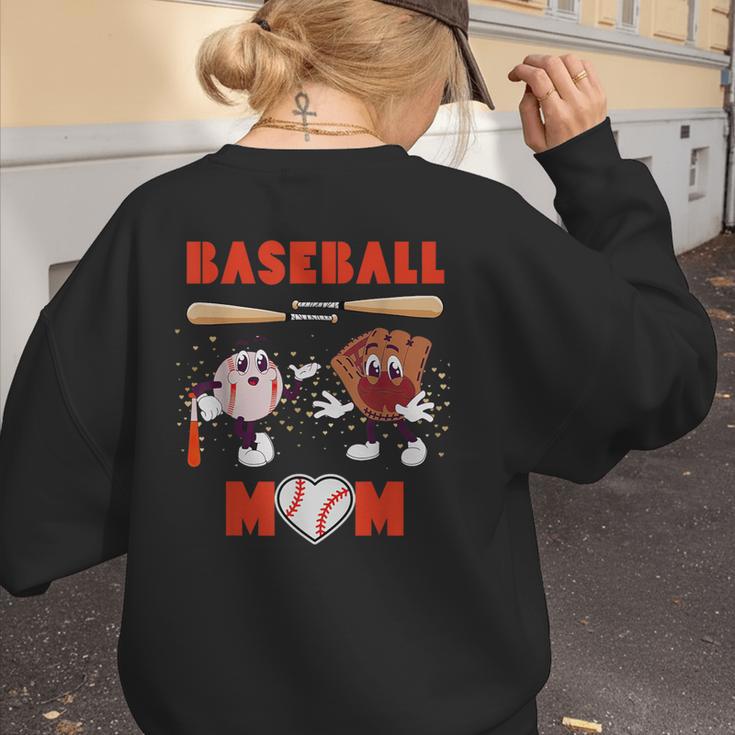 Baseball Mom Heart Baseball Mama Mother's Day Women's Sweatshirt Back Print