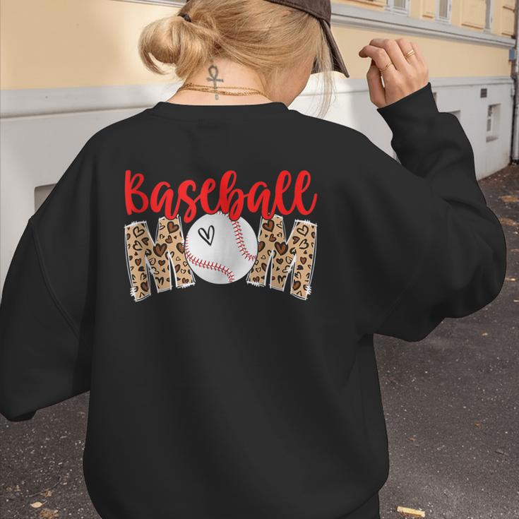 Baseball Mom Leopard Print Cute Mother's Day Sport Lover Women's Sweatshirt Back Print
