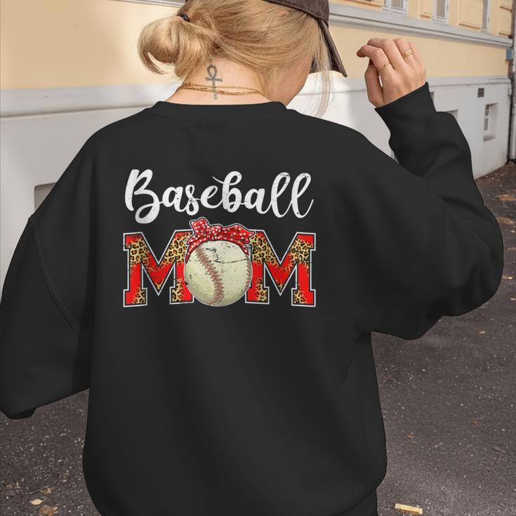 Baseball Mom Leopard Game Day Mom Life Mother's Day Women's Sweatshirt Back Print