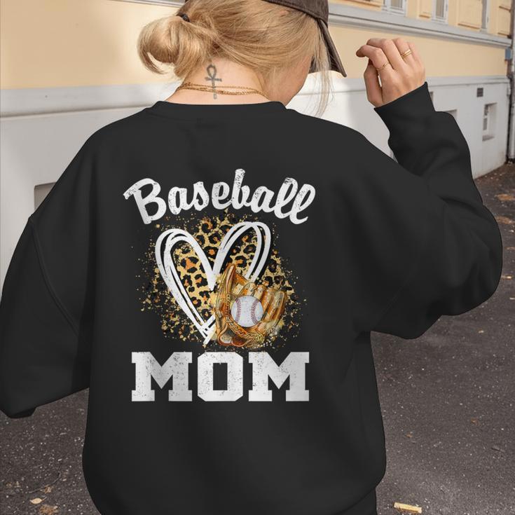 Baseball Mom Leopard Heart Matching Family Women's Sweatshirt Back Print