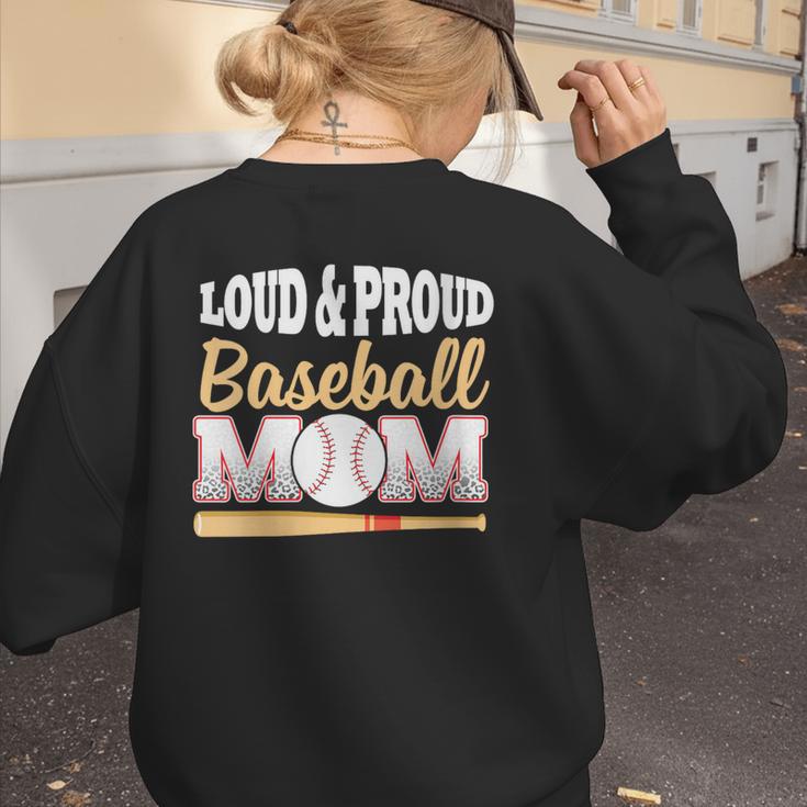 Baseball Mom Leopard Print Loud And Proud With Ball & Bat Women's Sweatshirt Back Print