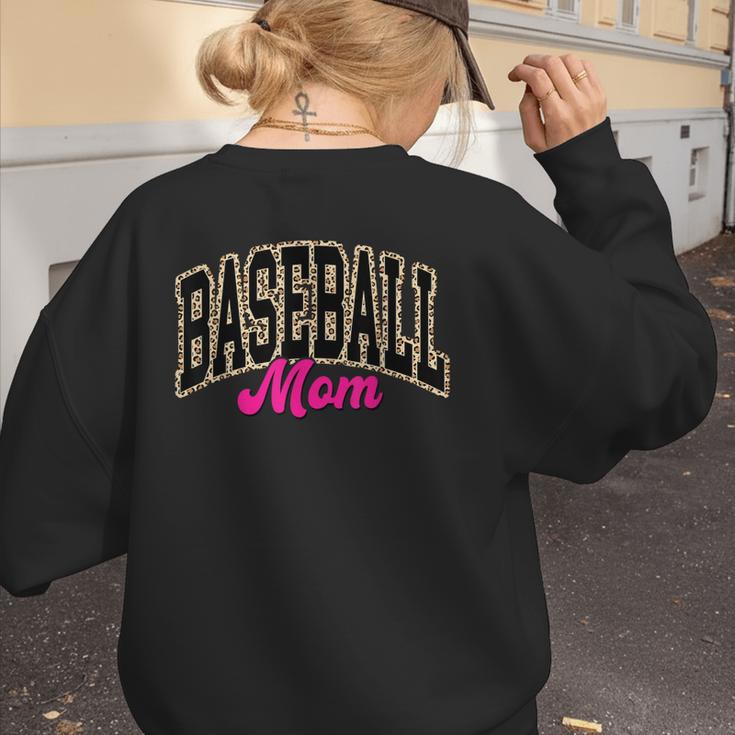Baseball Mom Leopard Baseball Mama Life Girls Women Baller Women's Sweatshirt Back Print